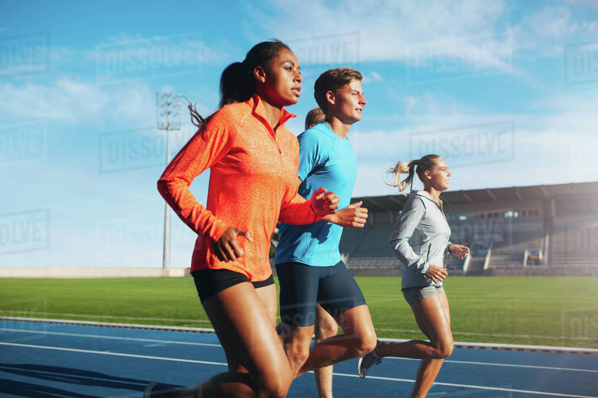 Athletes Free Long Distance Running Group Of Runners Running On