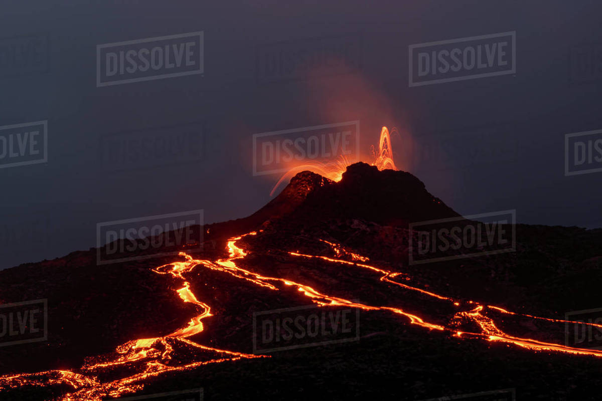 Volcanic eruption Reykjanes Peninsula Iceland - Royalty-free Stock ...