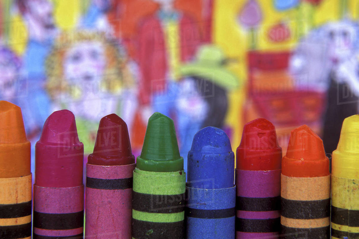 Closeup of a group of crayons Stock Photo Dissolve