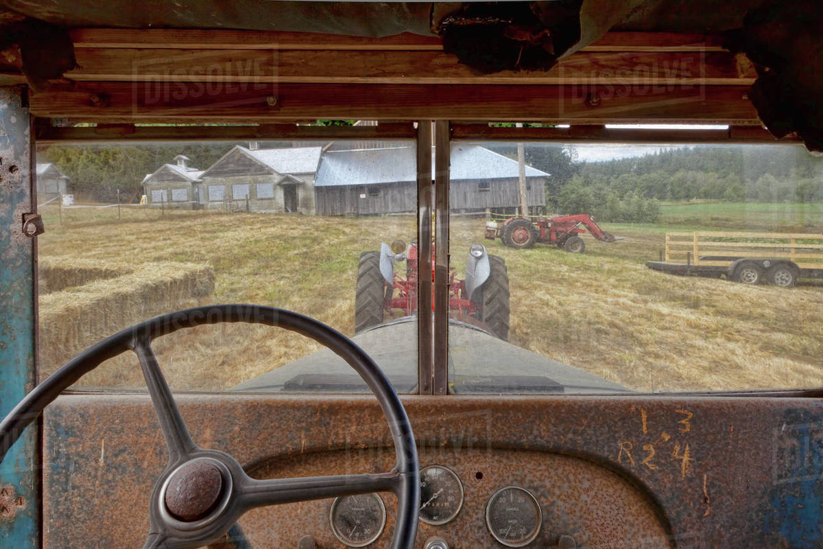 USA, Washington, Silverdale, Historic Petersen Farm, Antique Truck Stock Photo Dissolve