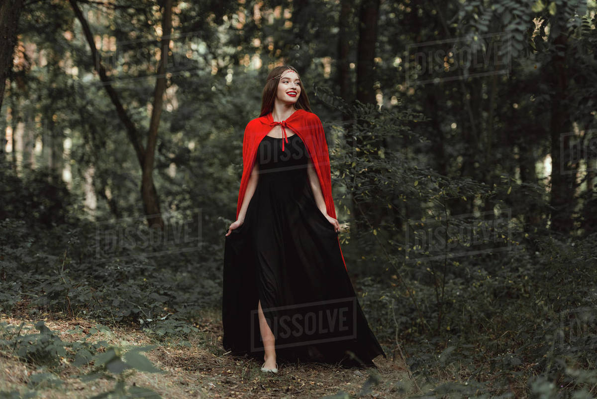 open lace back dress Black & Red Cape – daniasiddiqui.com main image 0