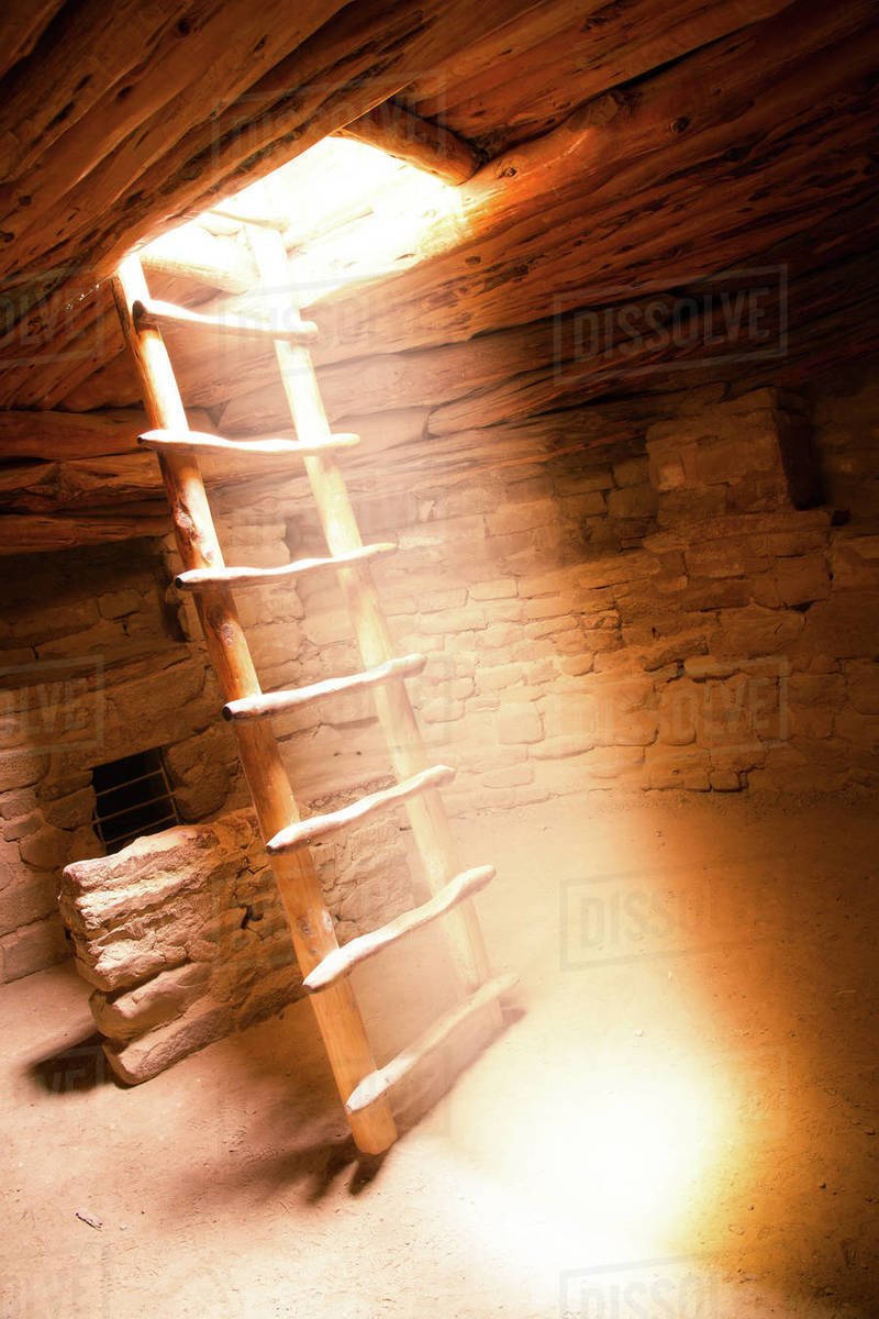 Kiva ladder, Mesa Verde National Park, Colorado, America, USA Stock