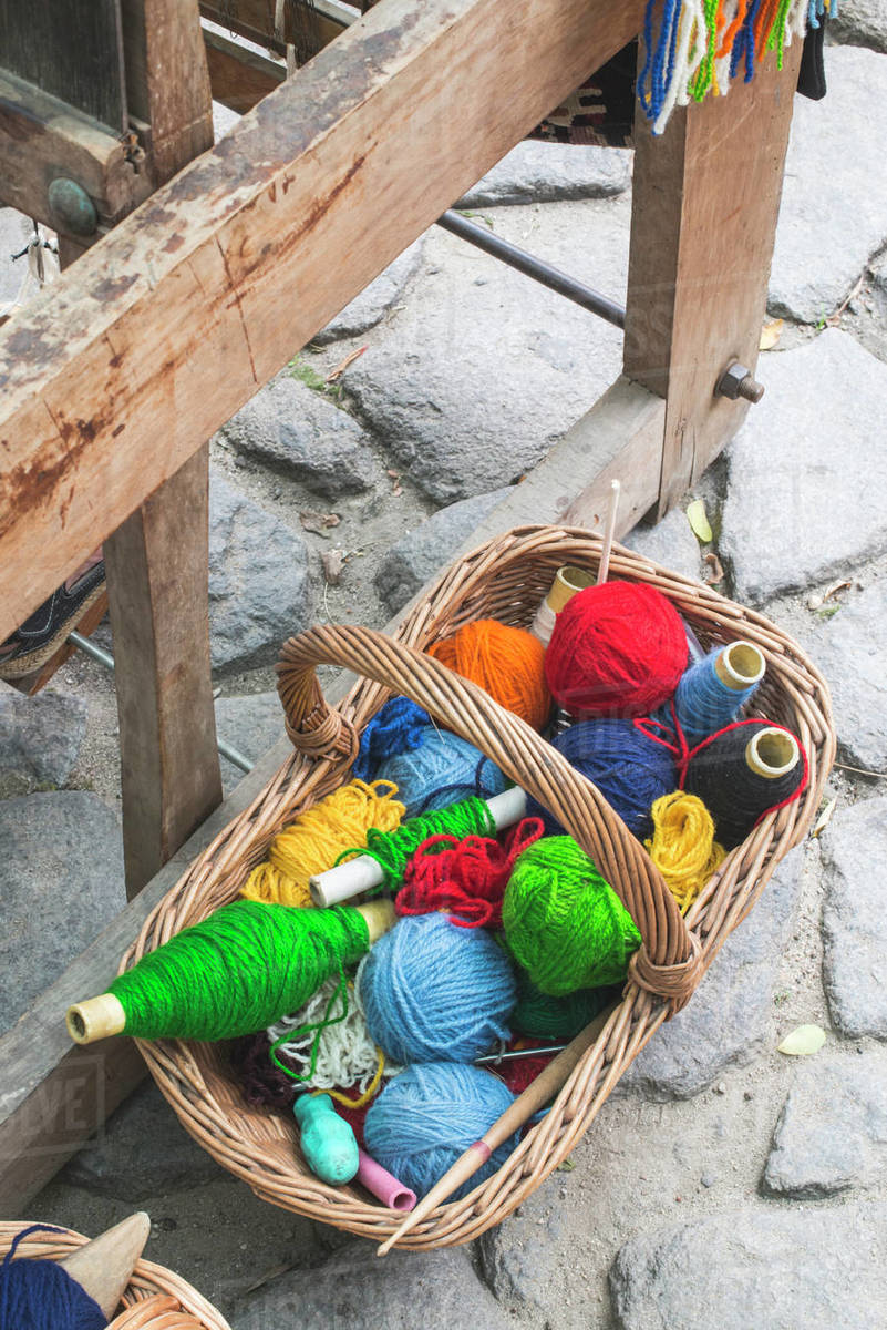 Balls of yarn for weaving carpets Stock Photo Dissolve