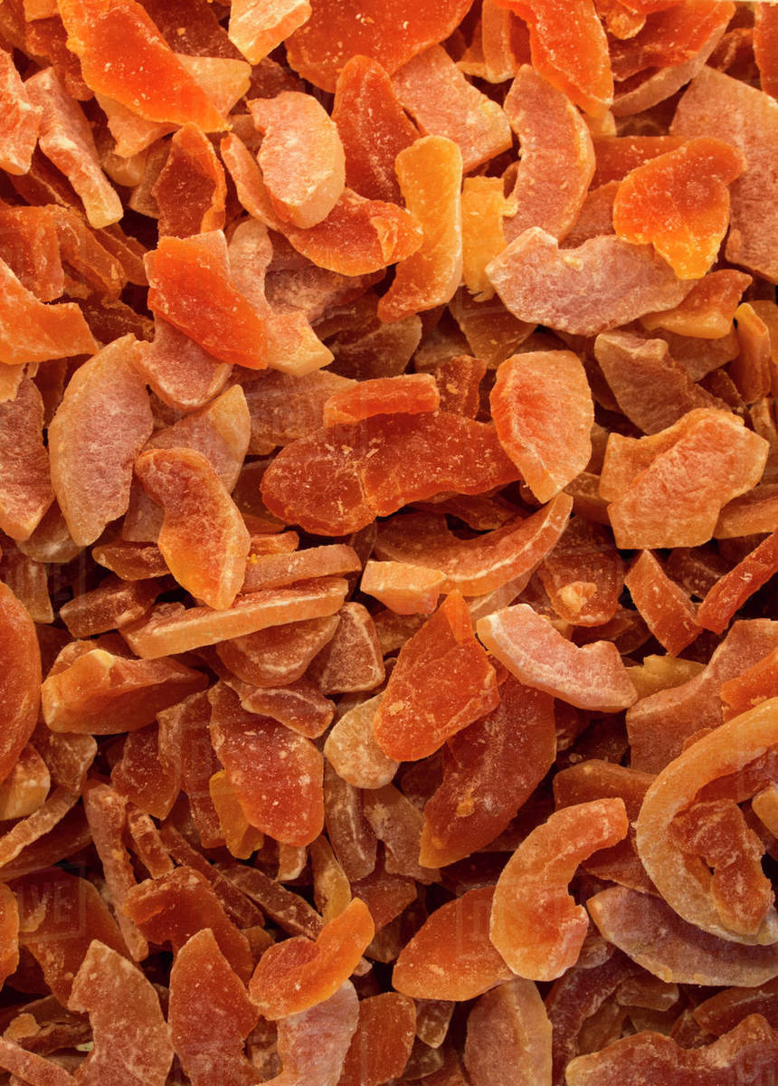 Closeup of dried papaya fruit in market Stock Photo Dissolve