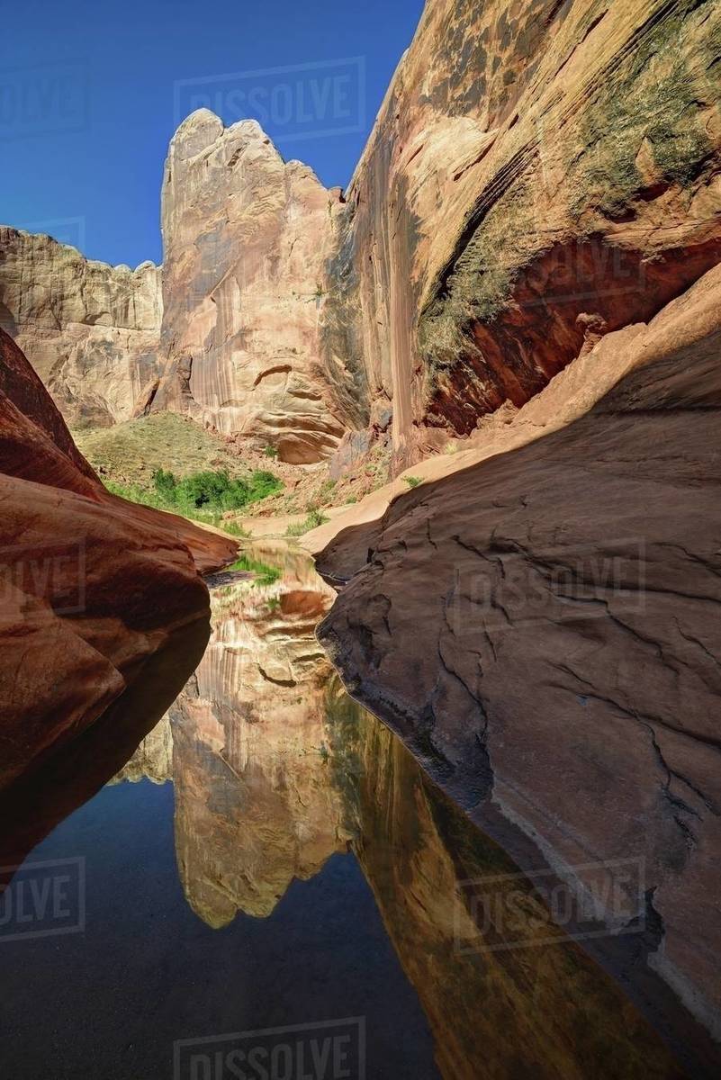 Halls Creek Narrows, Capitol Reef National Park, Utah, America, USA Stock Photo Dissolve