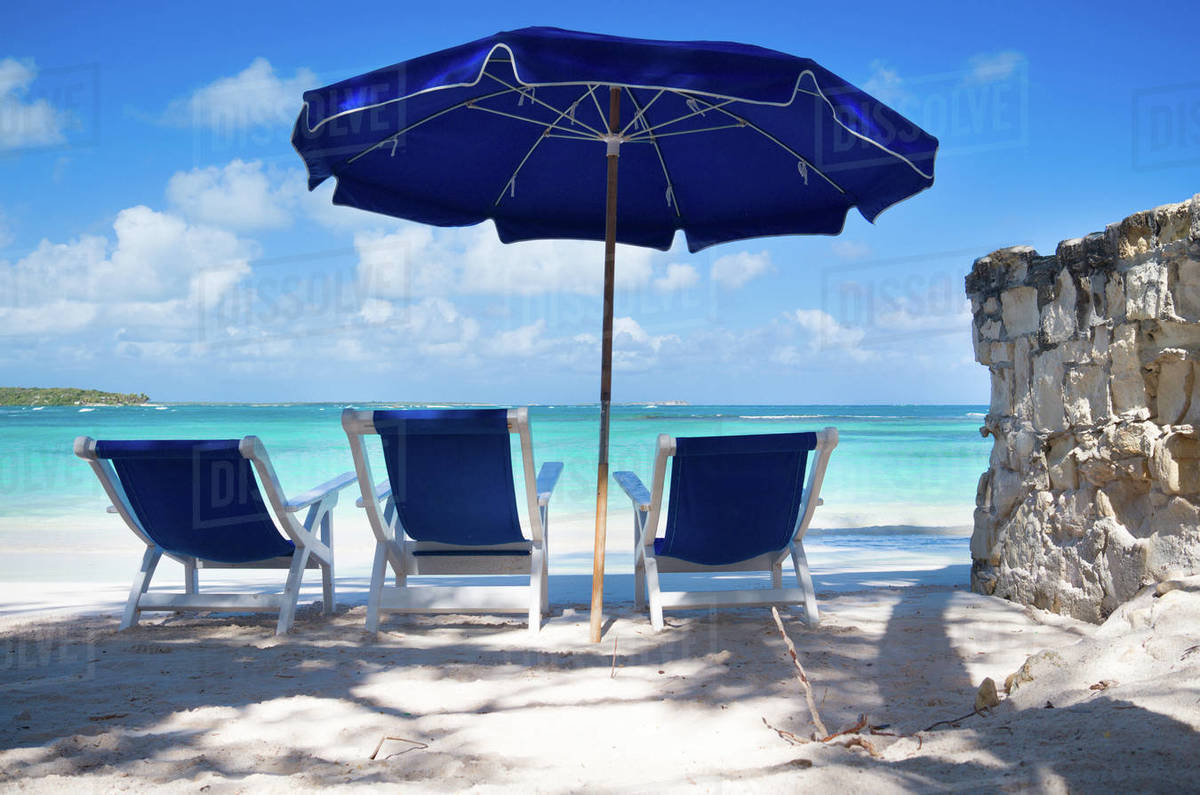 Weekend Beach Chair Rentals On Long Bay Beach On The North Side Of The Island Stock Photo Dissolve