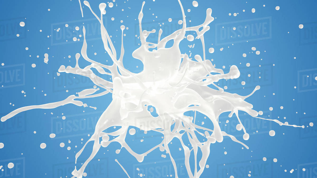 Milk or yogurt explosion in slow motion showing white liquid cream