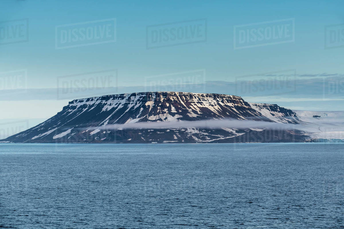 Flat table mountains covered with ice, Franz Josef Land archipelago, Arkhangelsk Oblast, Arctic