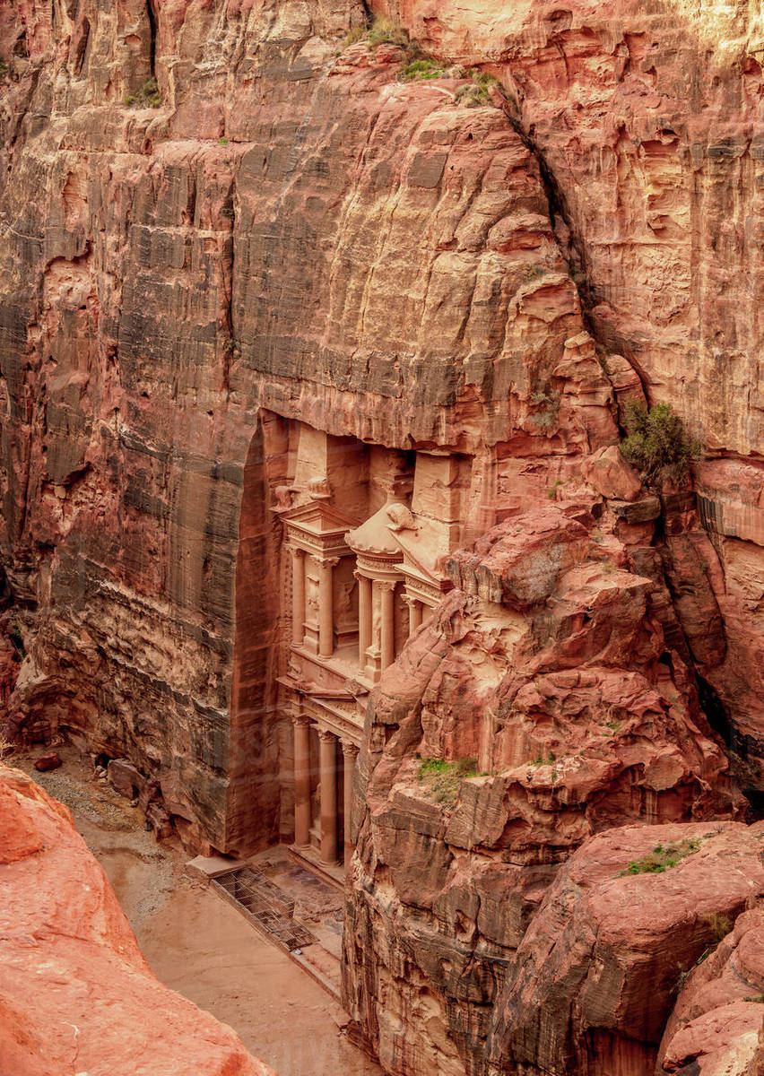 The Treasury, Al-Khazneh, elevated view, Petra, UNESCO World