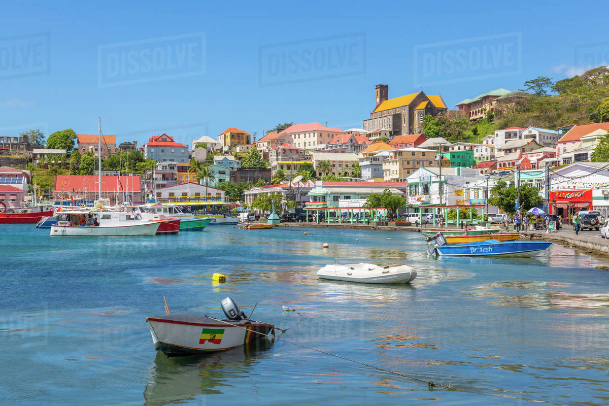 View over the Carenage of St. George's, Grenada, Windward Islands, West Indies, Caribbean, Central America Royalty-free stock photo