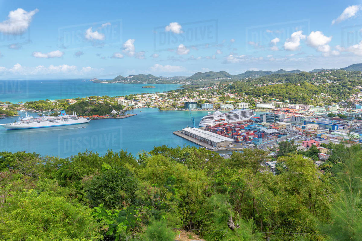 Elevated view of Castries, Castries, St. Lucia, West Indies, Caribbean, Central America Royalty-free stock photo