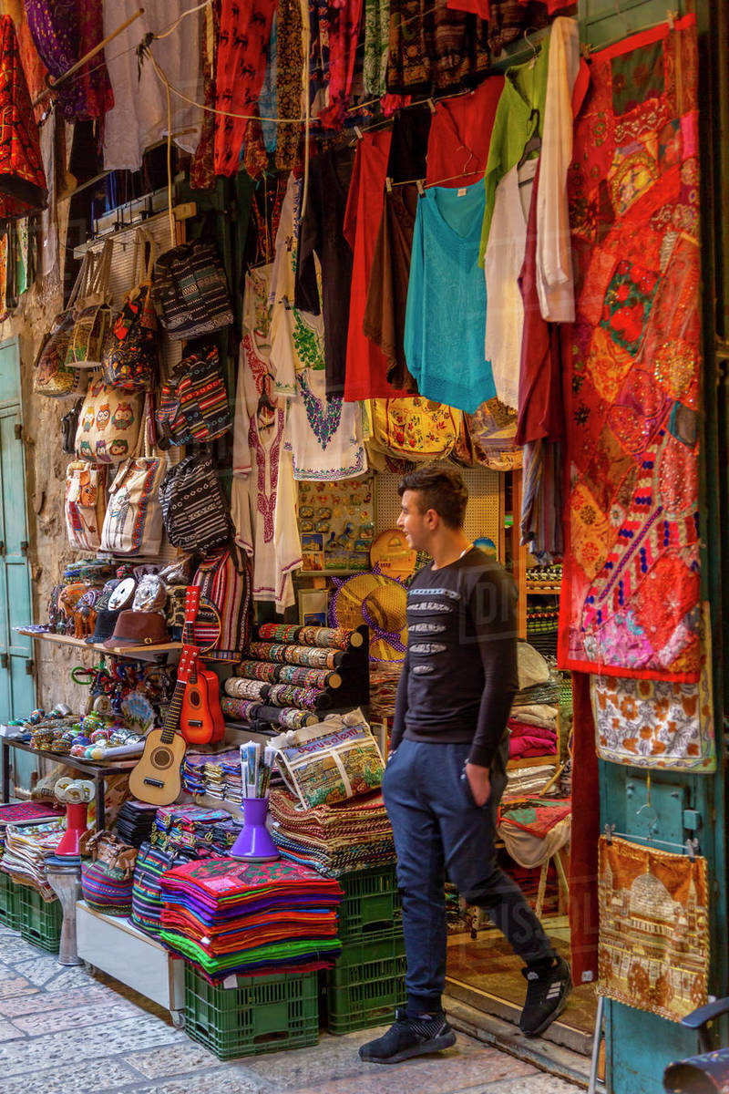 View of colourful shop in Old City, Old City, UNESCO World Heritage Site, Jerusalem, Israel, Middle East Royalty-free stock photo