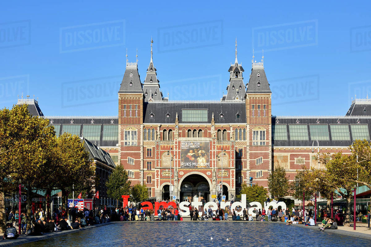 The Rijksmuseum with the IAMSTERDAM sign, Amsterdam, North Holland, The Netherlands, Europe Royalty-free stock photo