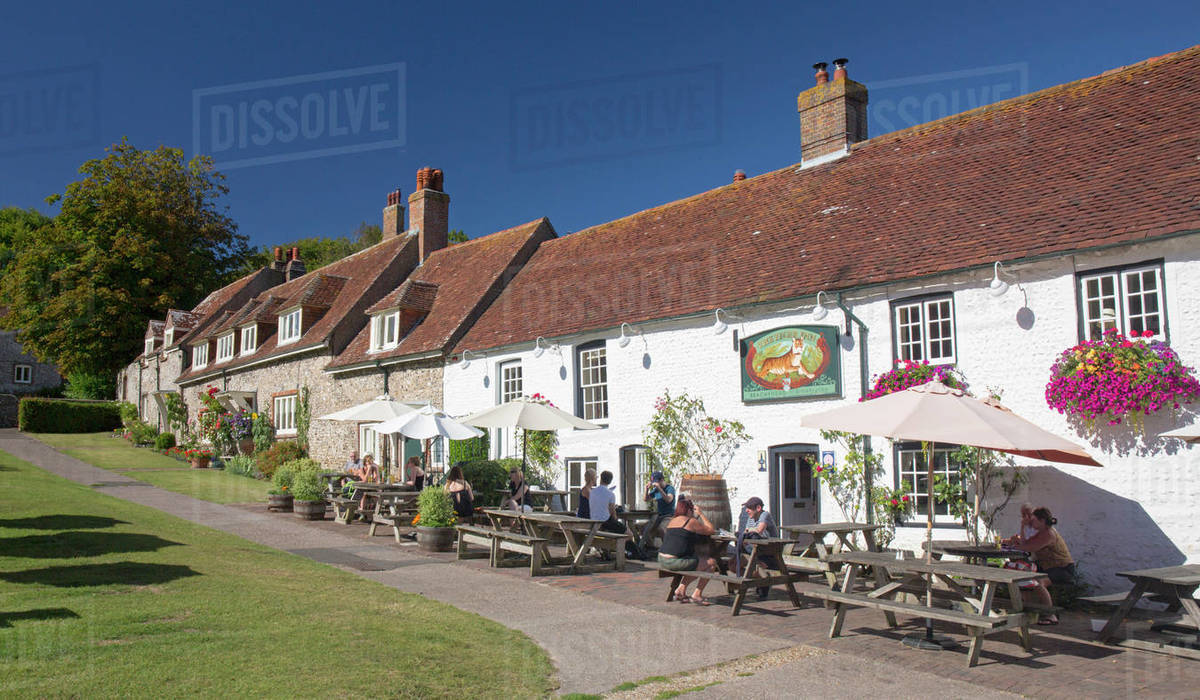 The 16th century Tiger Inn beside the village green, East Dean, South Downs National Park, East Sussex, England, United Kingdom, Europe Royalty-free stock photo