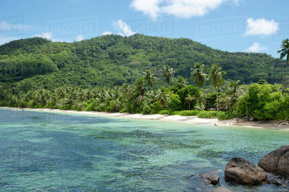 Anse Marie-Louise on the southeast coast of Mahe, Seychelles, Indian Ocean, Africa Royalty-free stock photo