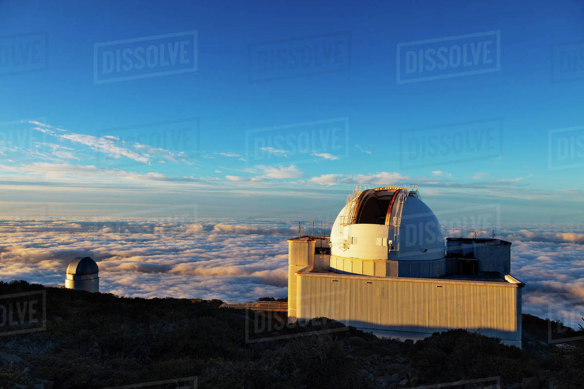 Telescope observatory, Caldera de Taburiente National Park, UNESCO Biosphere Site, La Palma, Canary Islands, Spain, Atlantic, Europe Royalty-free stock photo