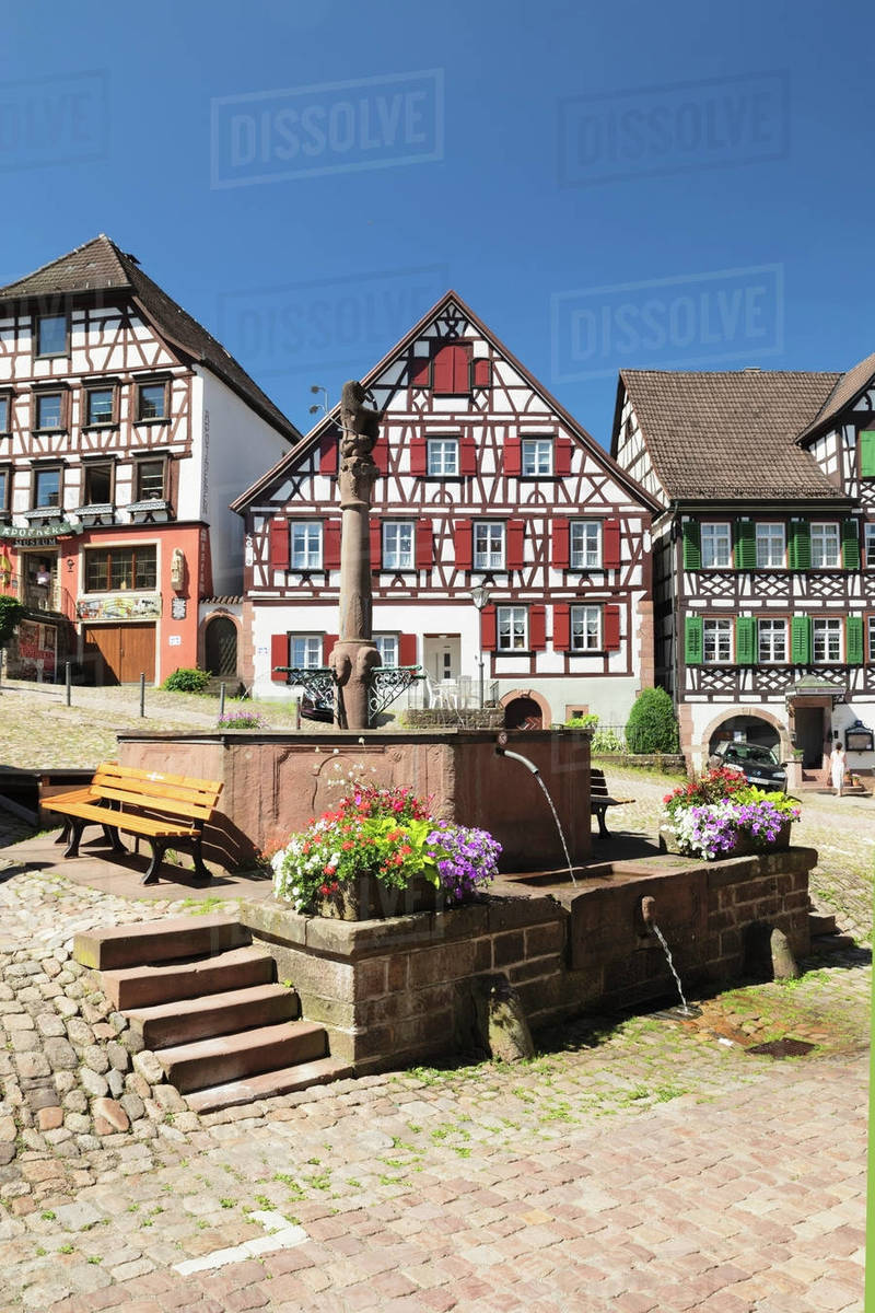 Half-timbered houses, market place, Schiltach, Black Forest, Kinzigtal Valley, Baden-Wurttemberg, Germany, Europe Royalty-free stock photo