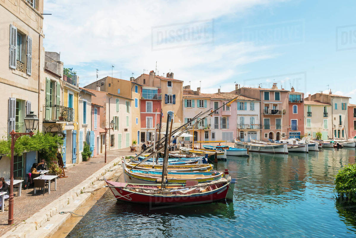 Boats in Martigues port, Bouches-du-Rhone, Provence, Provence-Alpes-Cote d'Azur, France, Europe Royalty-free stock photo