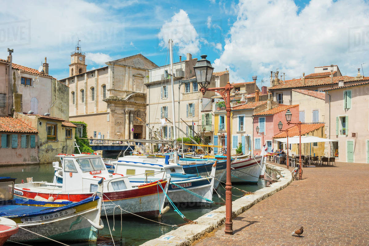 Boats in Martigues port, Bouches-du-Rhone, Provence, Provence-Alpes-Cote d'Azur, France, Europe Royalty-free stock photo