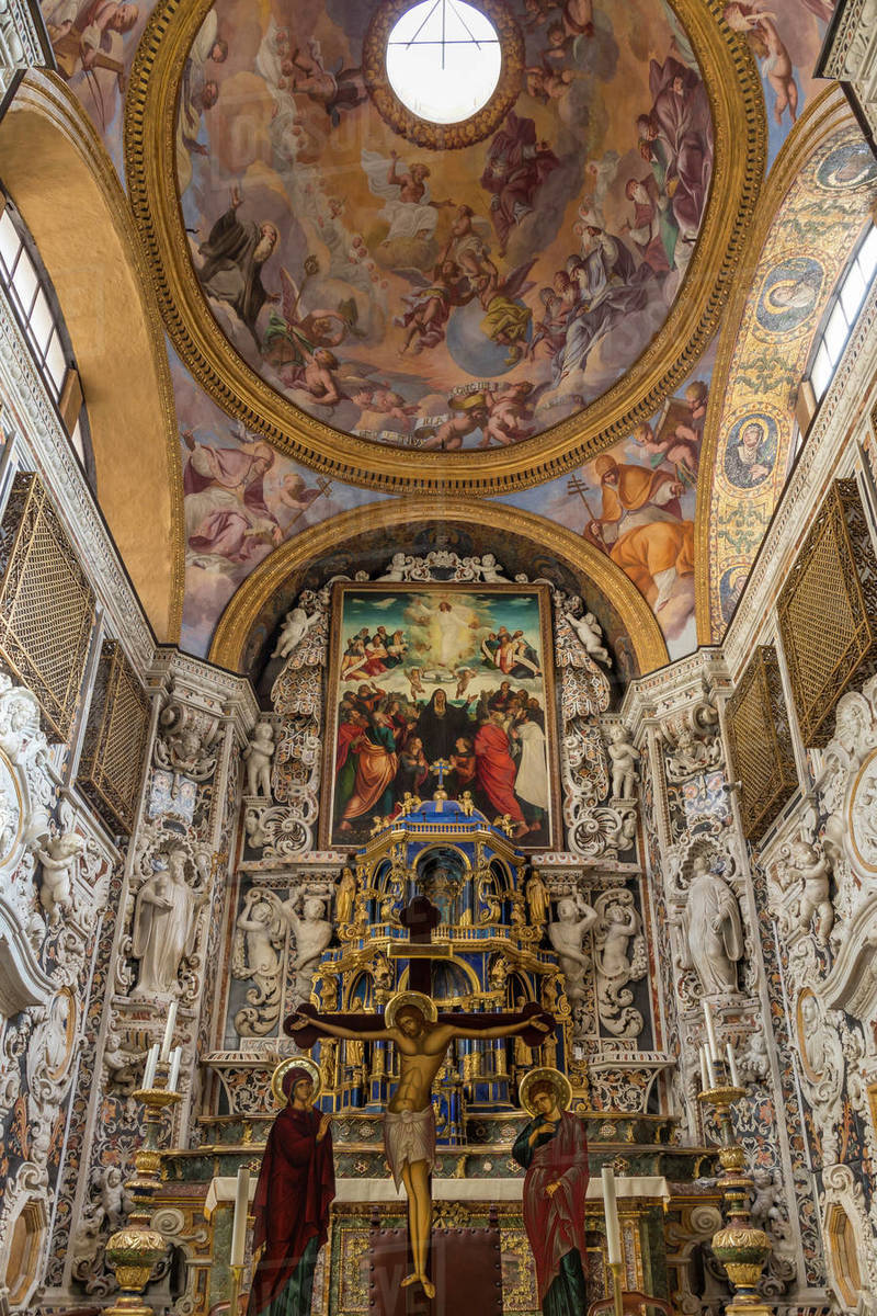 Interior of the Santa Maria dell'Ammiraglio church (La Martorana), UNESCO World Heritage Site, Palermo, Sicily, Italy, Europe Royalty-free stock photo