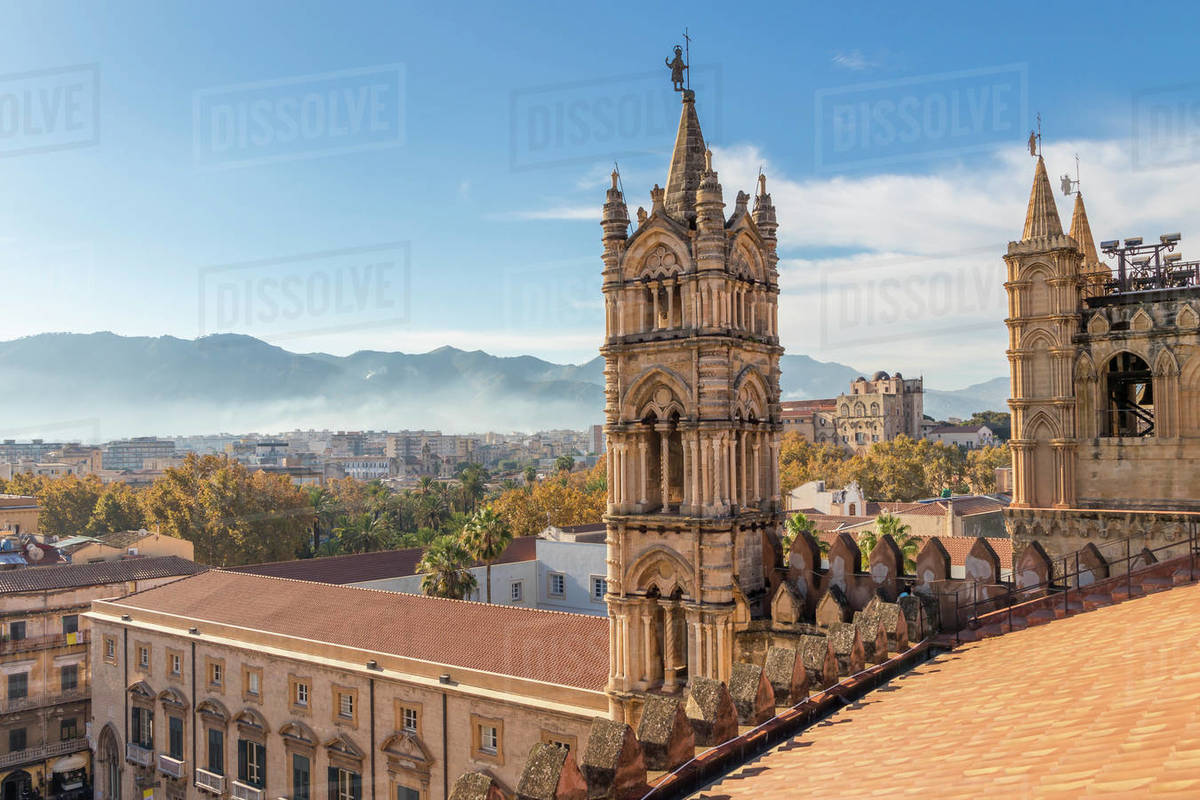 View from the rooftop of the Palermo Cathedral, UNESCO World Heritage Site, Palermo, Sicily, Italy, Europe Royalty-free stock photo