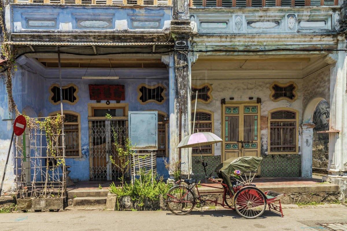 Local Chinese architecture in George Town, Penang Island, Malaysia, Southeast Asia, Asia Royalty-free stock photo