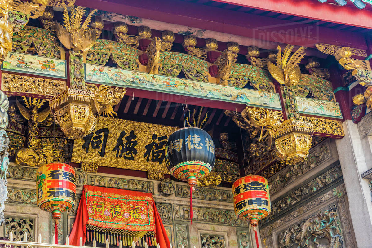 Ornate detail at the Khoo Kongsi temple, George Town, UNESCO World Heritage Site, Penang Island, Malaysia, Southeast Asia, Asia Rights-managed stock photo