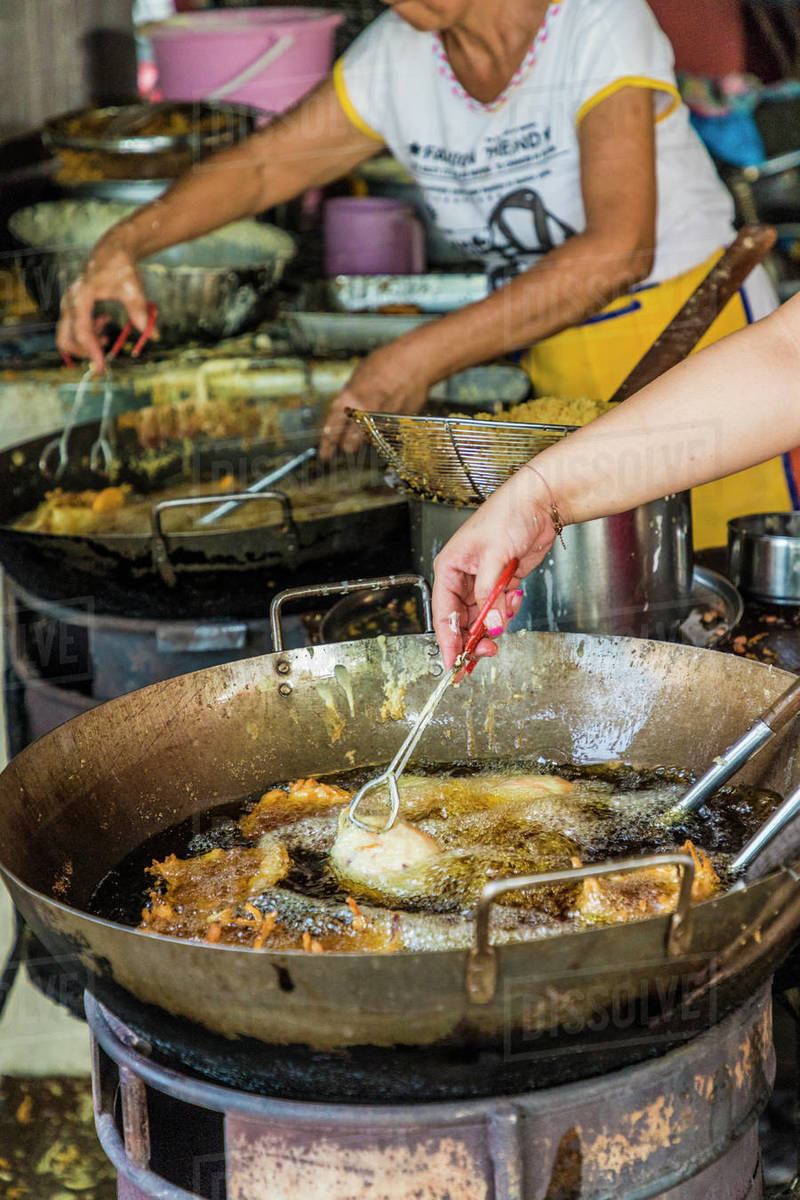 A view of a local food stall in George Town, Penang Island, Malaysia, Southeast Asia, Asia Rights-managed stock photo