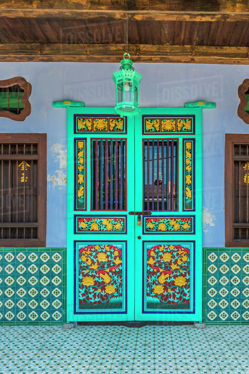 Traditional Chinese shop house architecture in George Town, Penang Island, Malaysia, Southeast Asia, Asia Rights-managed stock photo