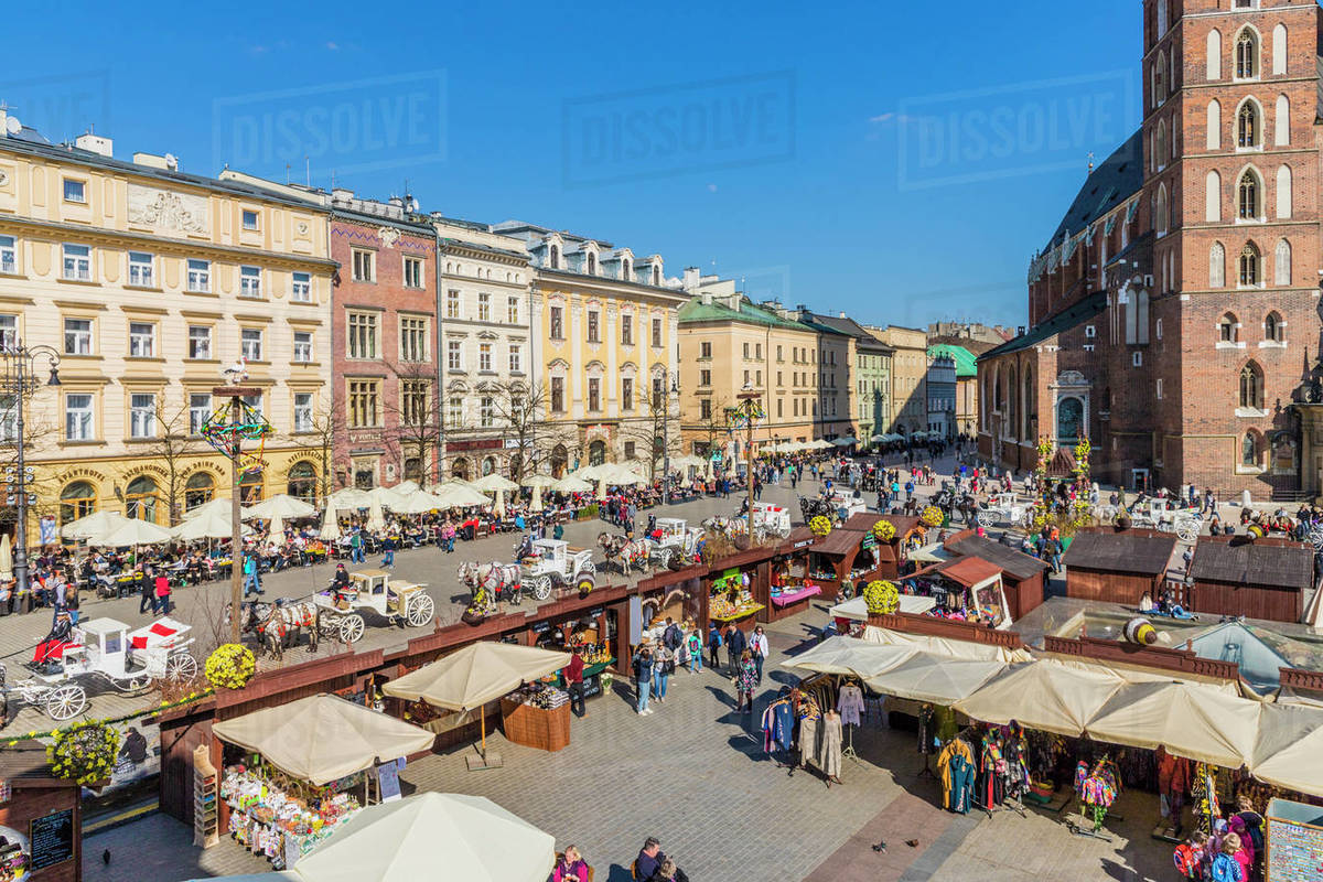 The main square, Rynek Glowny, in the medieval old town, UNESCO World Heritage Site, Krakow, Poland, Europe Rights-managed stock photo