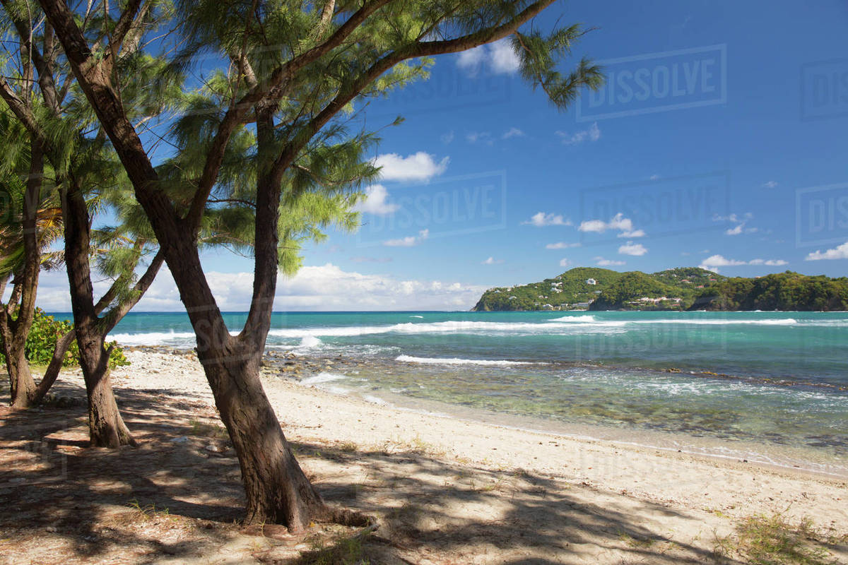View across the Caribbean Sea from beach, Pigeon Island National Landmark, Gros Islet, St. Lucia
