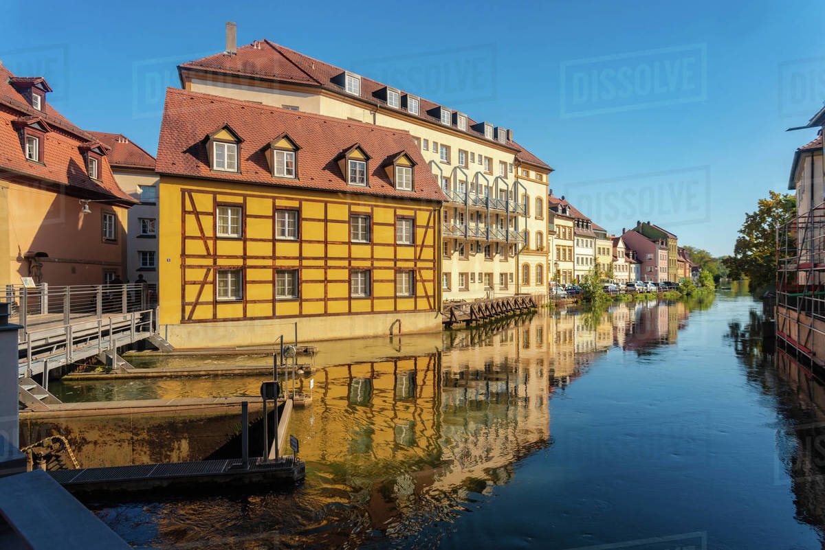 Historic houses by the river in the city center of Bamberg, UNESCO