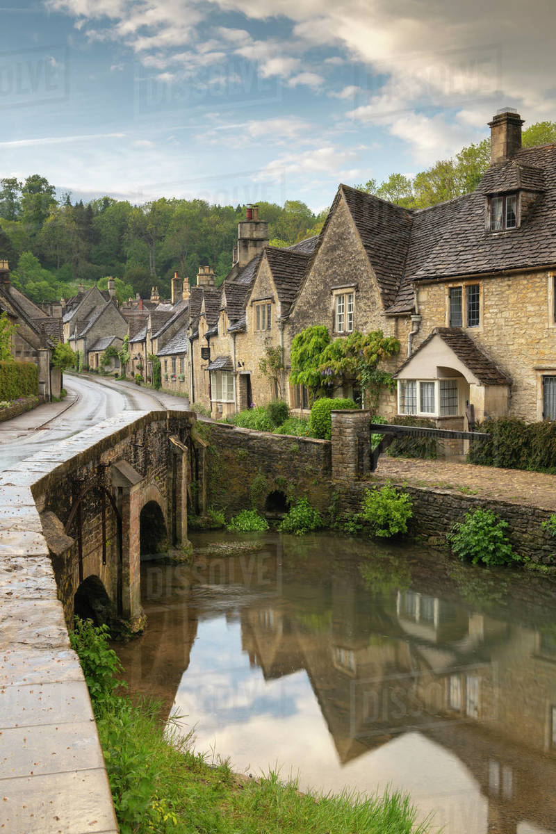 Picture postcard Cotswolds village of Castle Combe, Wiltshire, England