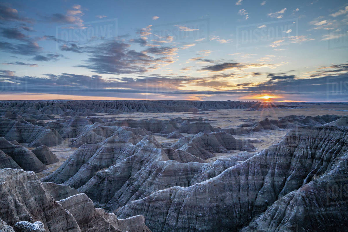 Sunrise over the Badlands, Badlands National Park, South Dakota, United