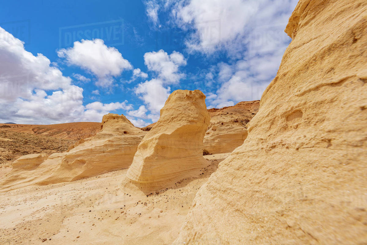 Barranco De Los Encantados, Fuerteventura. Stock Photo Dissolve