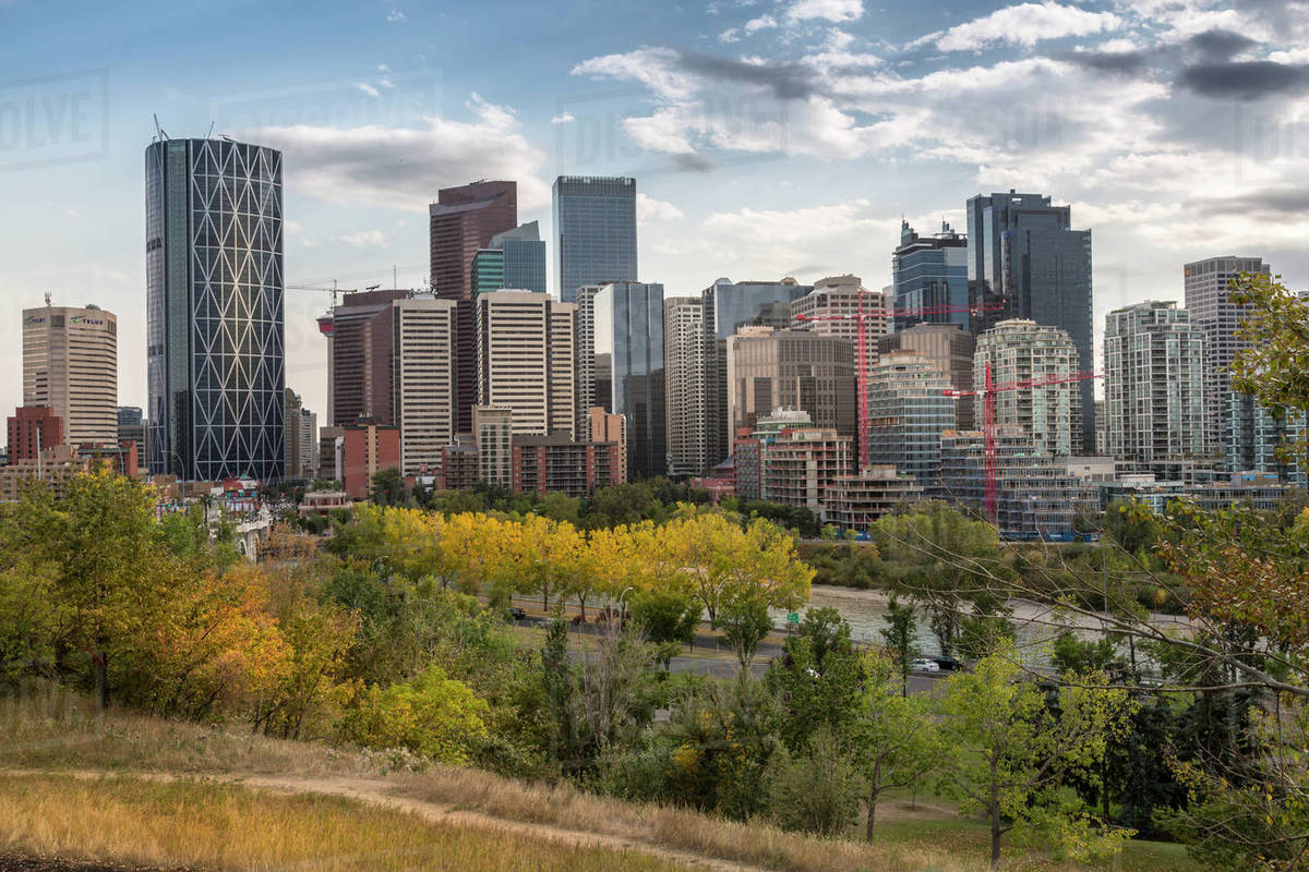 View of Bow River and Downtown from Sunnyside Bank Park, Calgary