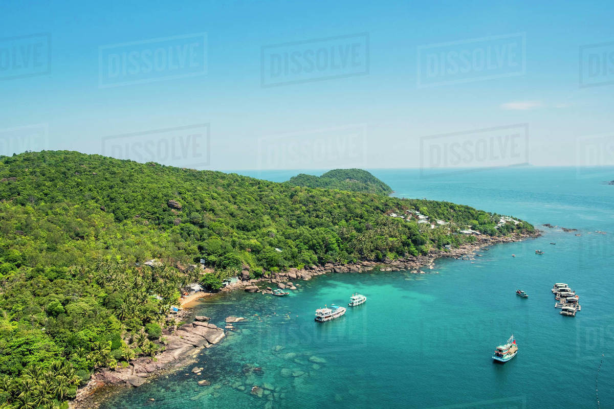 Aerial view of an island in the Phu Quoc archipelago in southern