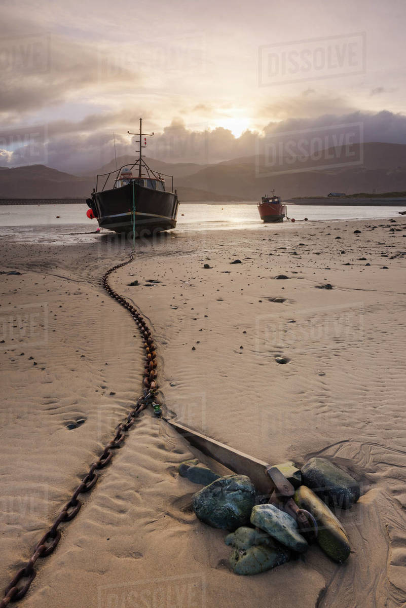 Old fishing boat, Barmouth Harbour, Gwynedd, North Wales, Wales, United