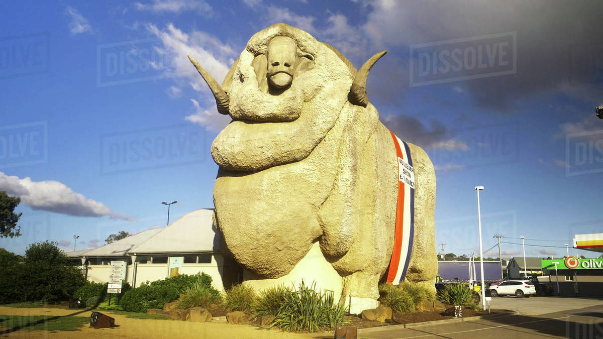 GOULBURN, AUSTRALIA: a front view of the iconic big merino statue at