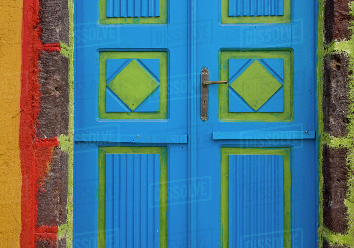 Greece Santorini Thira Oia Blue And Lime Green Door Colors Blue And Lime Green Door Colors