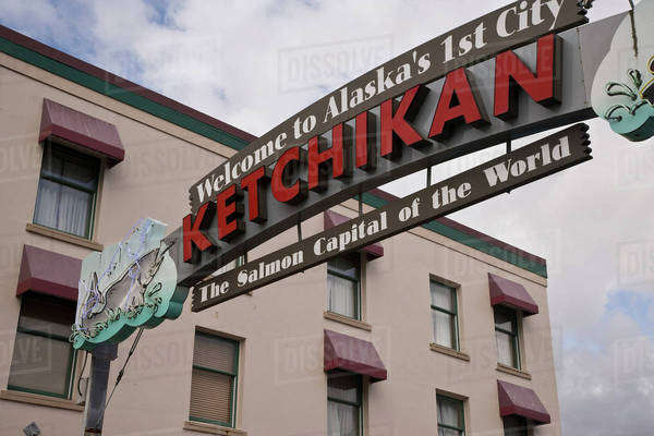 USA, Alaska, Ketchikan. Welcome sign for tourists. - Royalty-free Stock ...