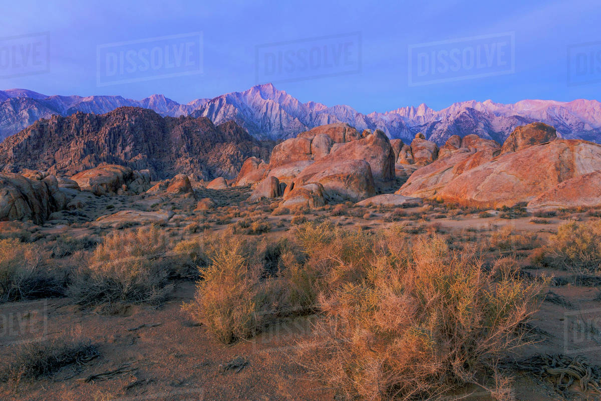 USA, California, Alabama Hills. View of Lone Pine Peak and Mount