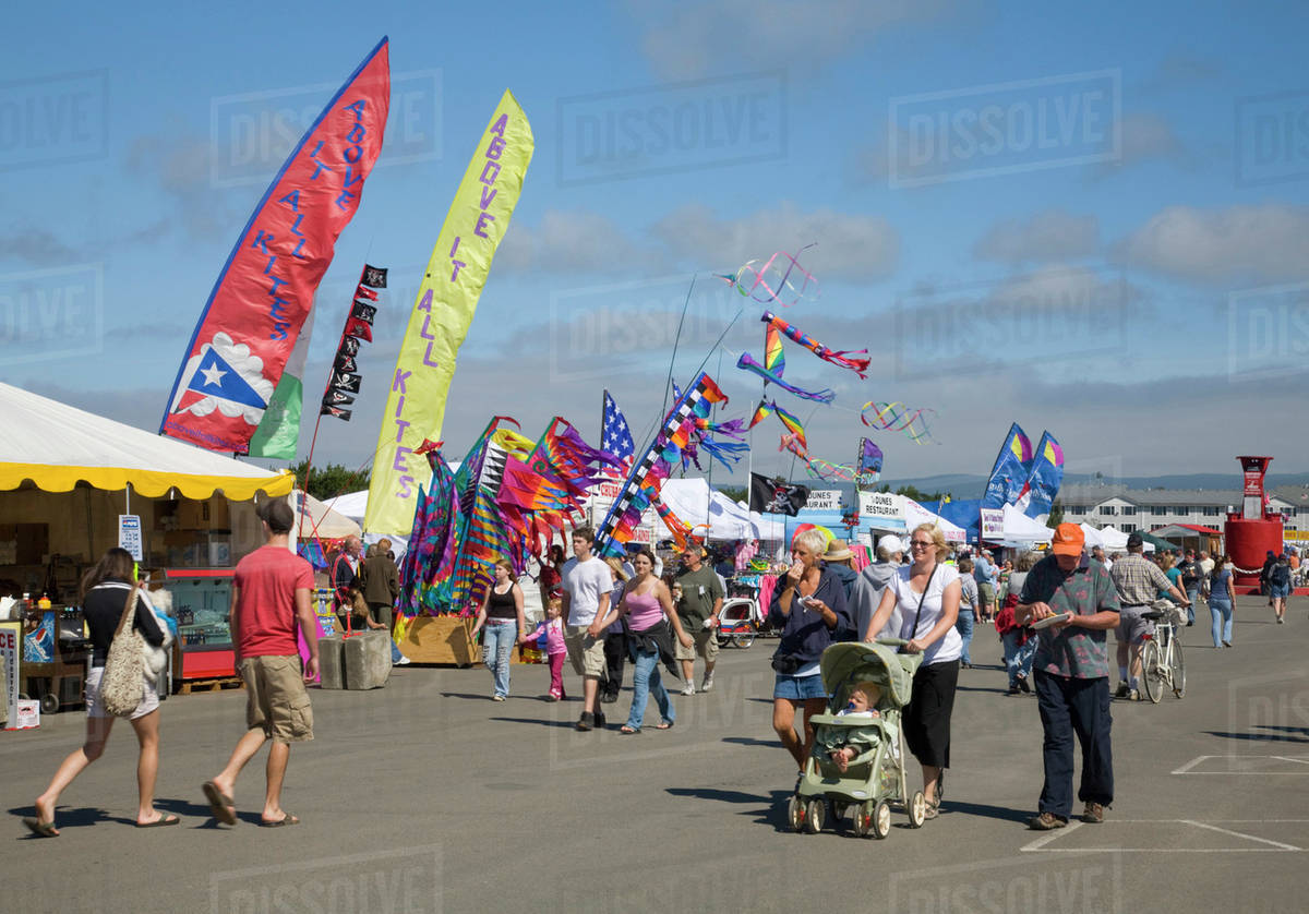 WA, Long Beach, International Kite Festival, vendor booth area Stock Photo Dissolve