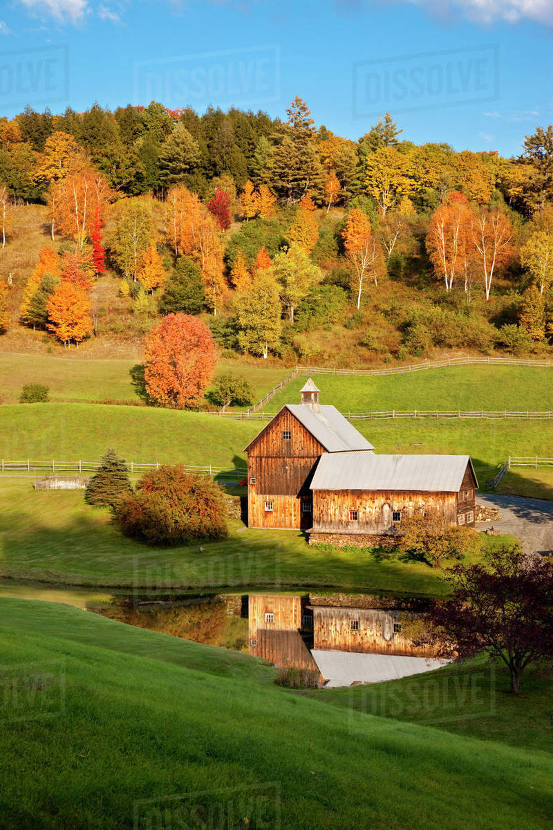Autumn at Sleepy Hollow Farm near Woodstock, Vermont, USA. Stock