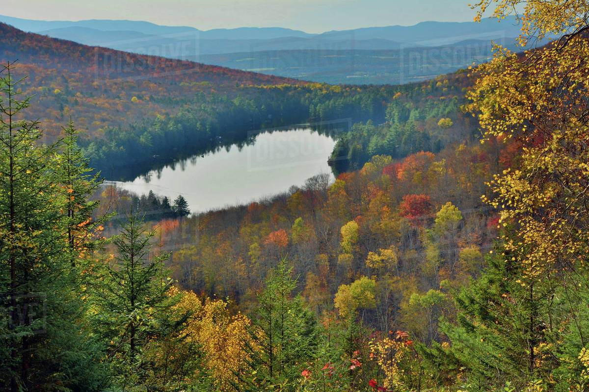 Peacham Pond from Owl's Head Mountain, Groton State Park, Vermont, USA