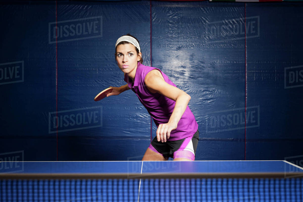 Table tennis player training Stock Photo Dissolve