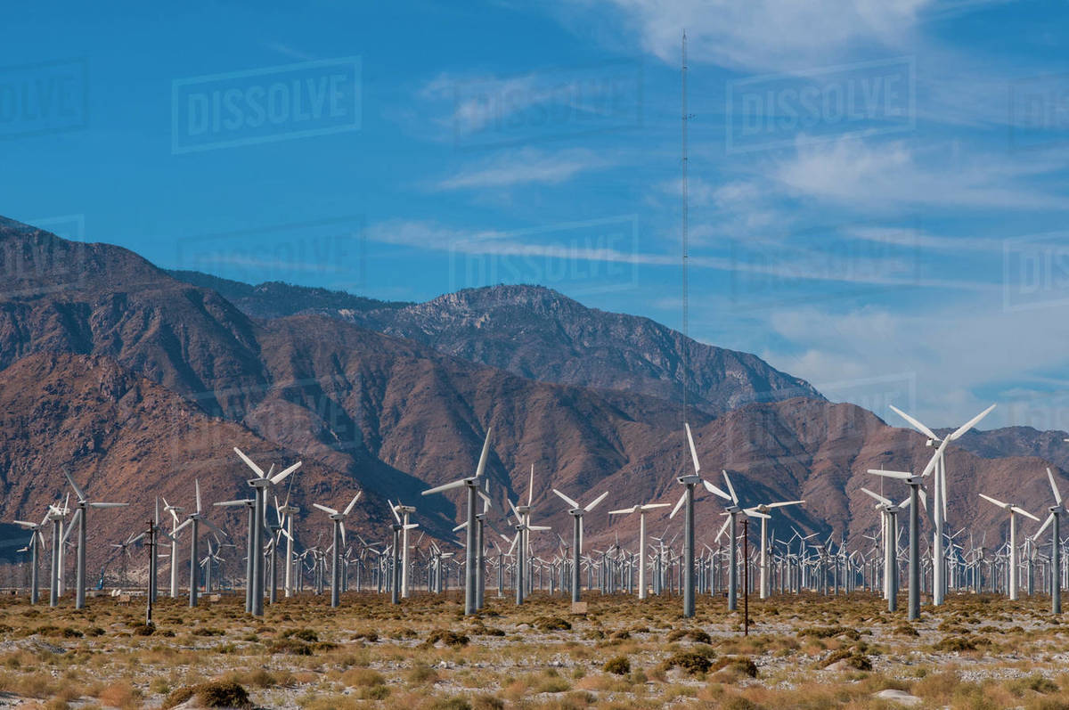 Wind Farm, Palm Springs, California, USA Stock Photo Dissolve