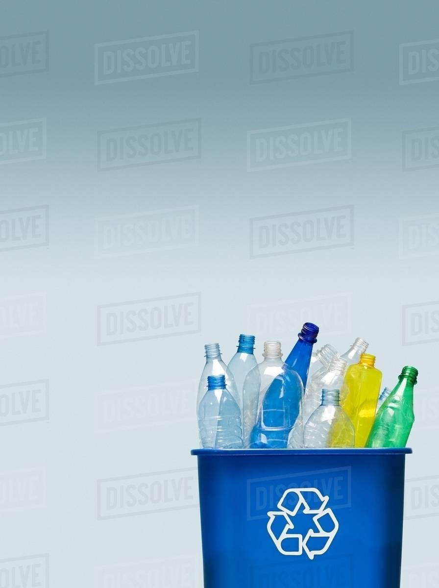 Plastic bottles in a recycling bin Stock Photo Dissolve