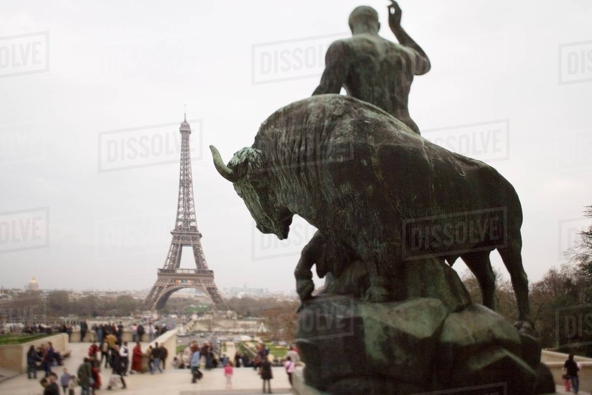 Statue and eiffel tower Stock Photo Dissolve