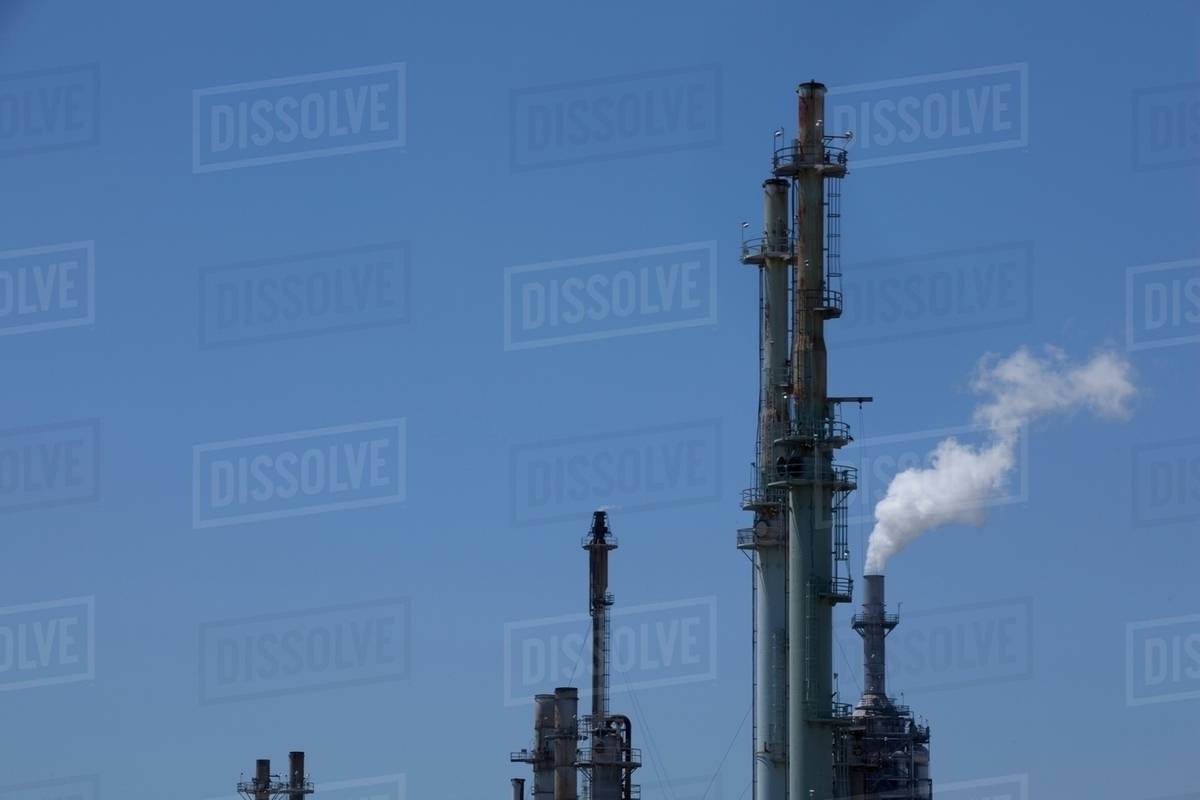 Smoke from refinery chimney, Port of Los Angeles, California, USA